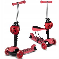 Detská trojkolesová balančná kolobežka s LED kolieskami - lienka