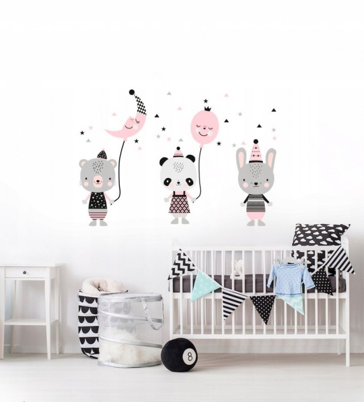 Autocolant roz decorativ de perete Animal Friends