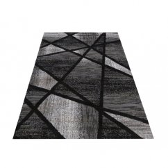 Modern szürke-fekete szőnyeg absztrakt mintával