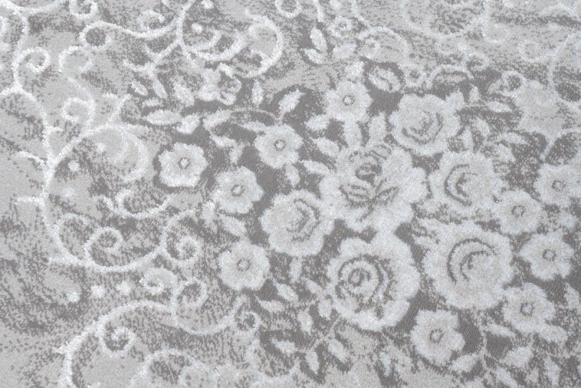 Интериорен килим с модерен дизайн в бяло и сиво с шарка