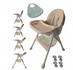 Skládací židlička na krmení 4v1 v béžové barvě