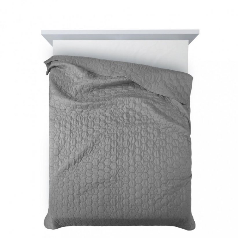 Moderný jednofarebný prehoz na posteľ sivej farbyModerný jednofarebný prehoz na posteľ sivej farby