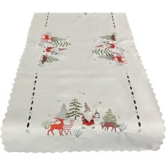 Stole alb de Crăciun cu broderie de elf și ren