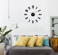 Schwarzer Aufkleber Uhr für Schlafzimmer