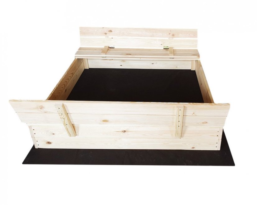 Geschlossener Sandkasten für Kinder mit Bänken 140 x 140 cm