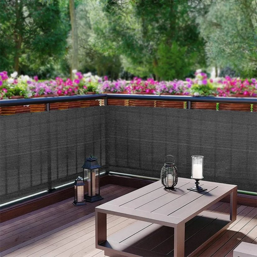 Balkónová clona v sivej farbe 0,8 x 5 m