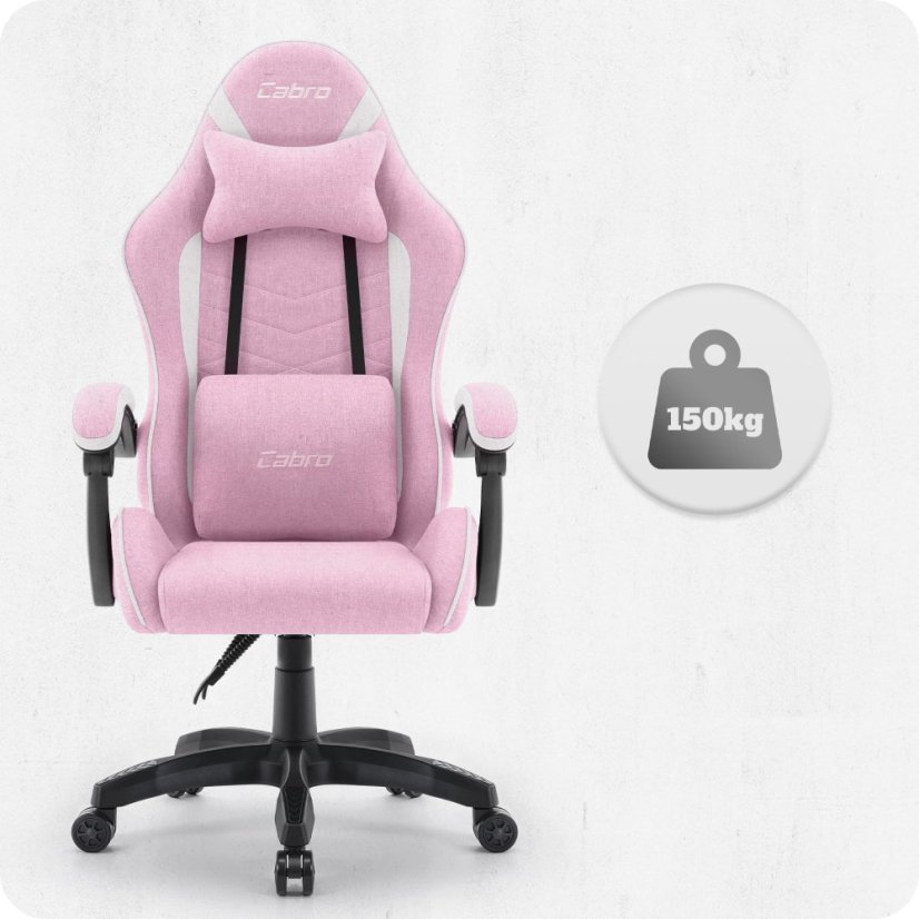 CABRO C500 gejmerska stolica – tkanina, s podesivim naslonom, do 150 kg, roza + BESPLATAN POKLON