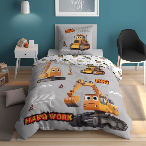 Bavlněné povlečení pro malé stavebníky - oboustranné