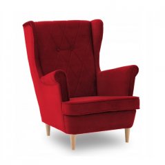 Rdeči fotelj v skandinavskem slogu
