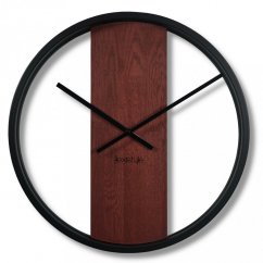 Nástěnné hodiny ze dřeva a kovu 50 cm Mahagon