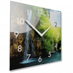 Декоративен стъклен часовник с водопад, 30 см