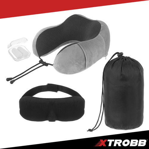 Ergonomisches Reise-Nackenkissen aus Memory-Schaumstoff + Zubehör