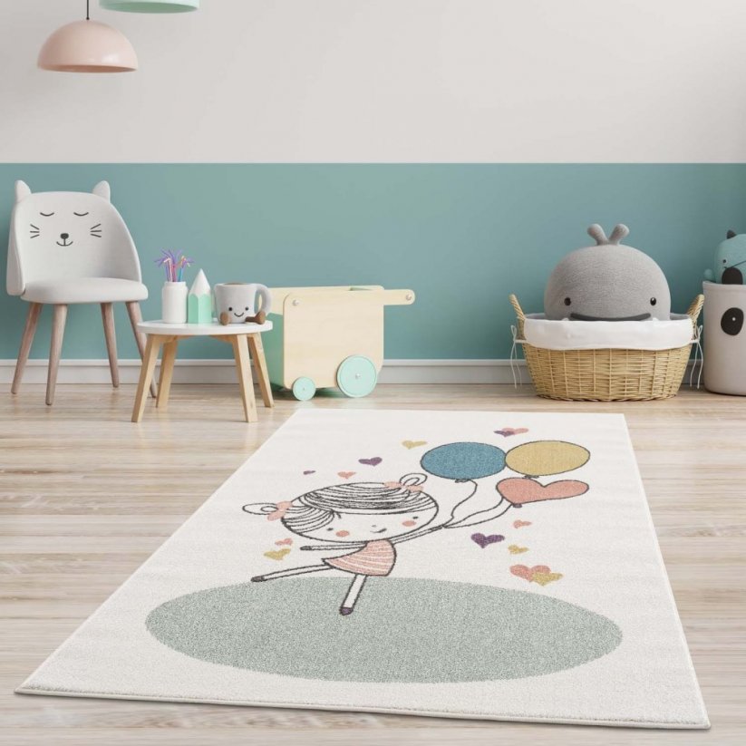 Roztomilý krémový koberec do dětského pokoje