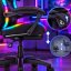 Igraća stolica s RGB LED rasvjetom, osloncem za noge i daljinskim upravljačem