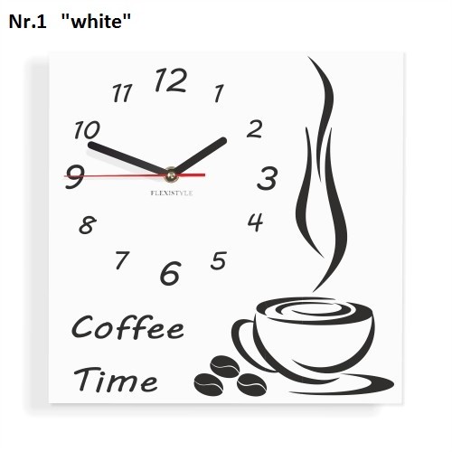 Coffee Time nástěnné kuchyňské hodiny - Barva produktu: Bílá