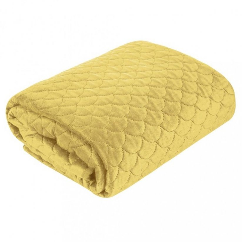 Husă de pat galbenă cu două fețe, cu cusături la modă