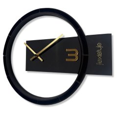 BLACK & GOLD ASYMMETRY, dizajnerski zidni sat od 30 cm