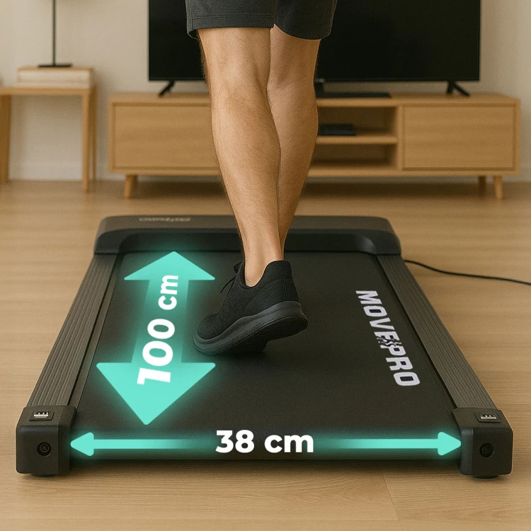 WALKING PAD MOVEPRO sétára és kocogásra alkalmas futópad, 1–10 km/h, korlátokkal