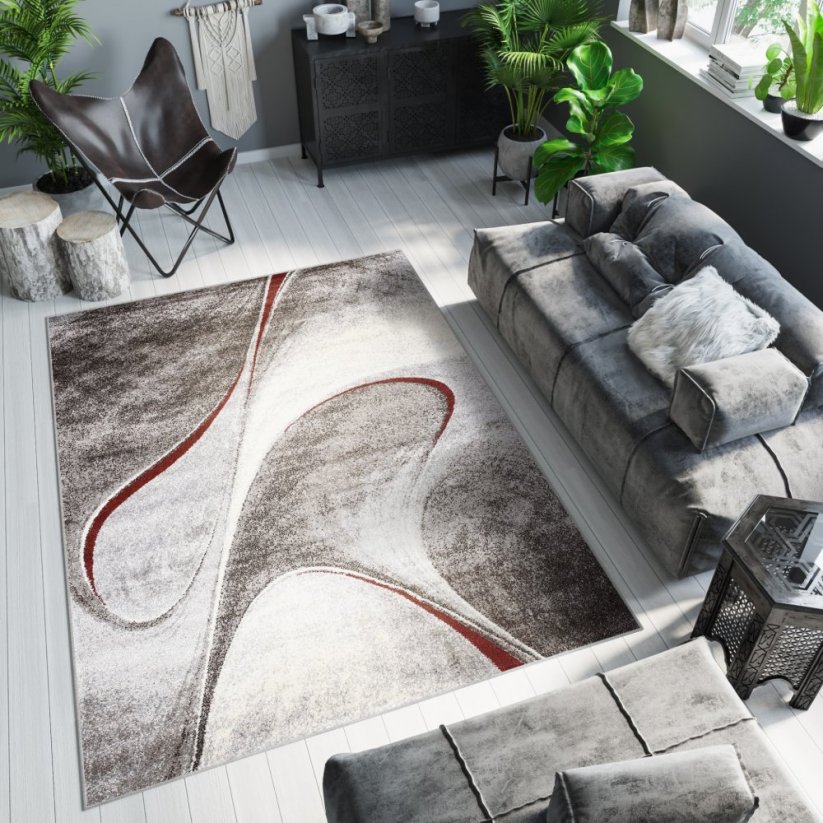 PETRA Modern dizájnos barna szőnyeg absztrakt mintával - Méret: Szélesség: 140 cm | Hossz: 200 cm