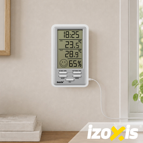 Meteorologická stanica IZOXIS – digitálny teplomer, vlhkomer, hodiny a budík