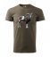 Bavlnené pánske tričko s potlačou muflóna - Farba: Army, Veľkosť: XS