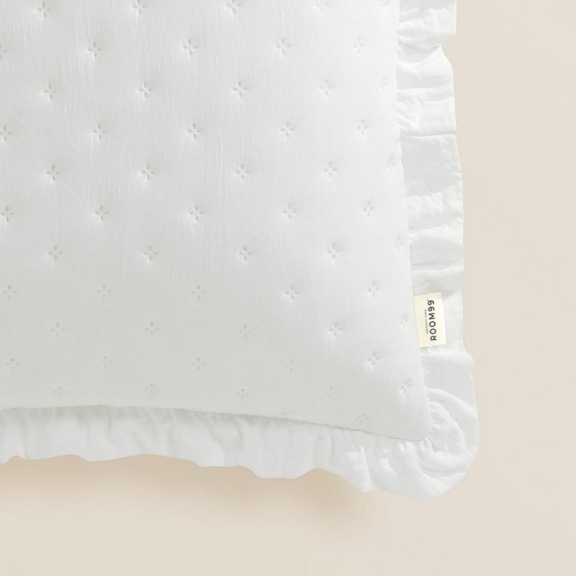 Romantický povlak na polštář MOLLY v zářivě bílé barvě 45 x 45 cm