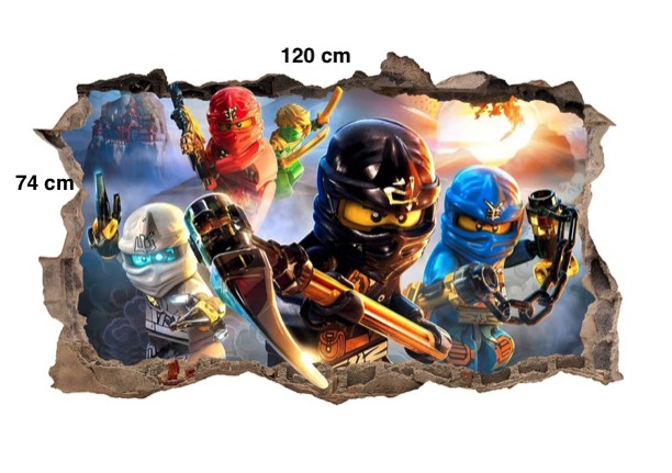 Popolna otroška dekoracija nalepka NINJA GO 120 x 74 cm