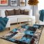 Moderní koberec do obýváku hnědo tyrkysový