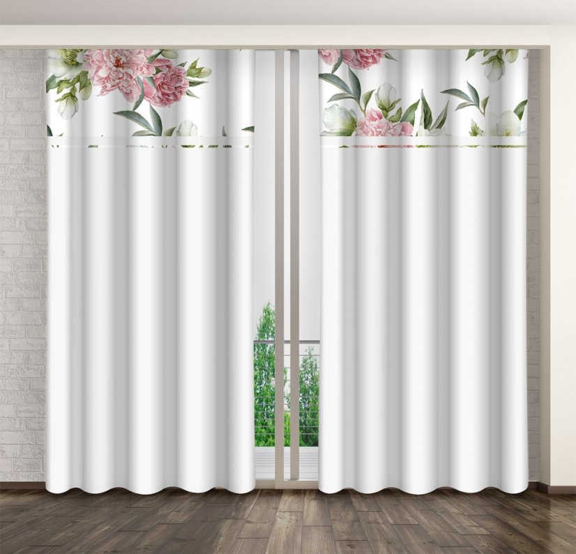  Elegáns fehér függöny rózsaszín pünkösdi rózsaszínű függönyökkel