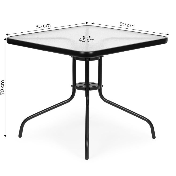 Záhradný stôl 80 cm sklenený