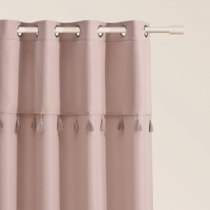 Világos rózsaszín függöny ASTORIA bojtokkal dróttömlőkhöz 140 x 250 cm