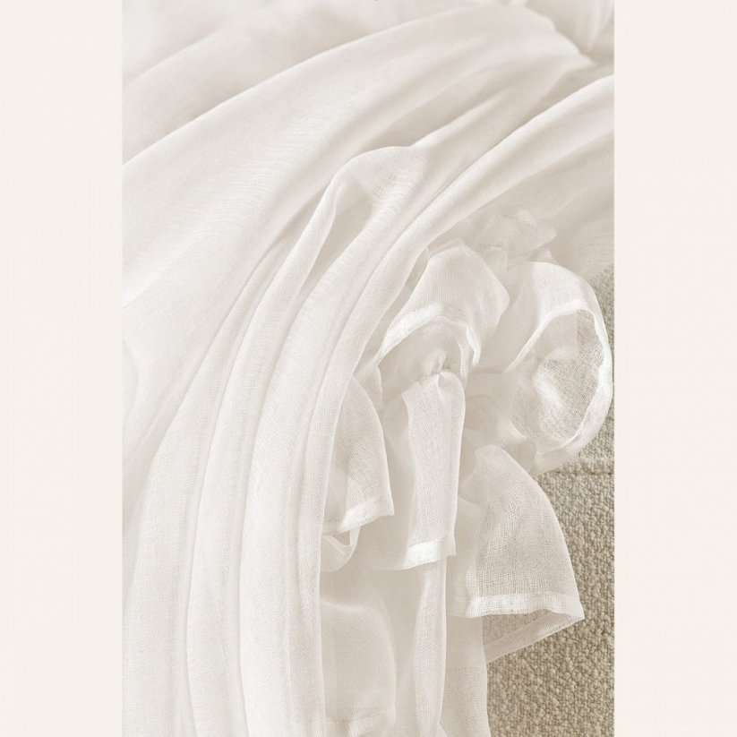 Tenda crema FRILLA con volant su nastro di legatura 140 x 250 cm