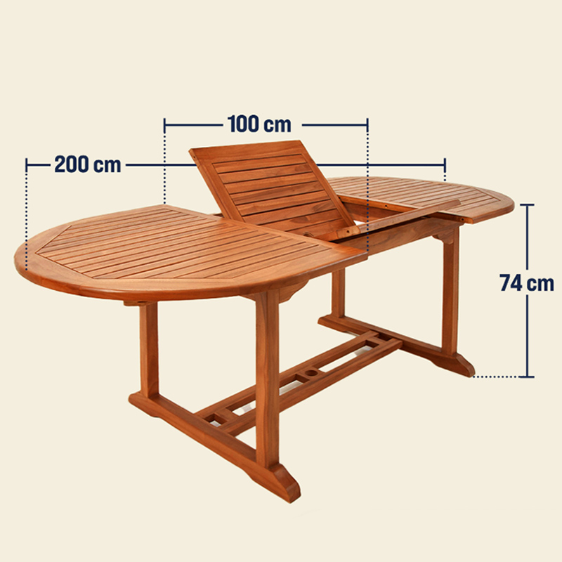 Garten-Ausziehtisch Vanamo aus Eukalyptus 150 - 200 x 100 x 74 cm