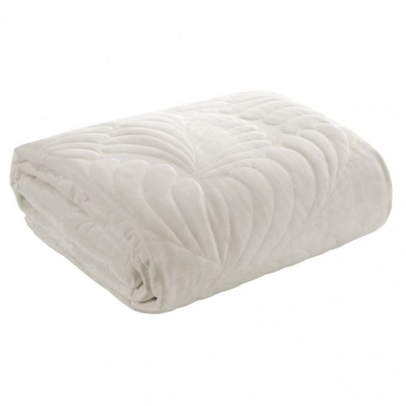 Cuvertură de pat albă-crem modernă, de o singură culoare, cu un motiv de frunze