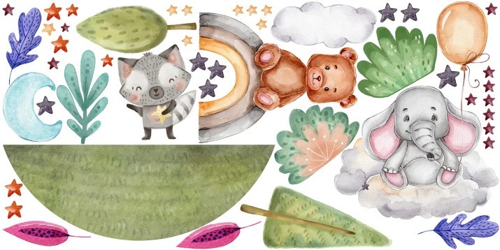 Nálepka na stenu pre deti zvierací kamaráti 