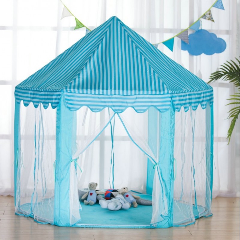 Тюркоазена къщичка с балдахин - детска шатра за игра
