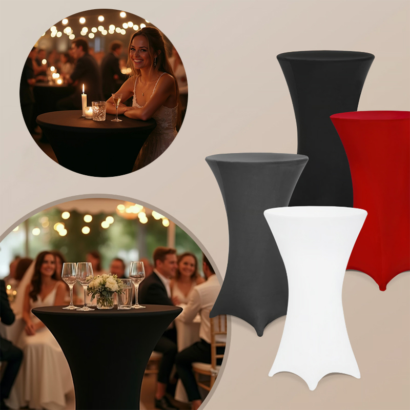Elastische Tischdecke für Stehtisch - schwarz