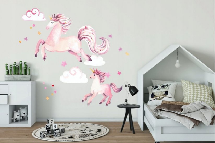 Autocolant de basm pentru perete Unicorni magici - Mărimea: 80 x 160 cm