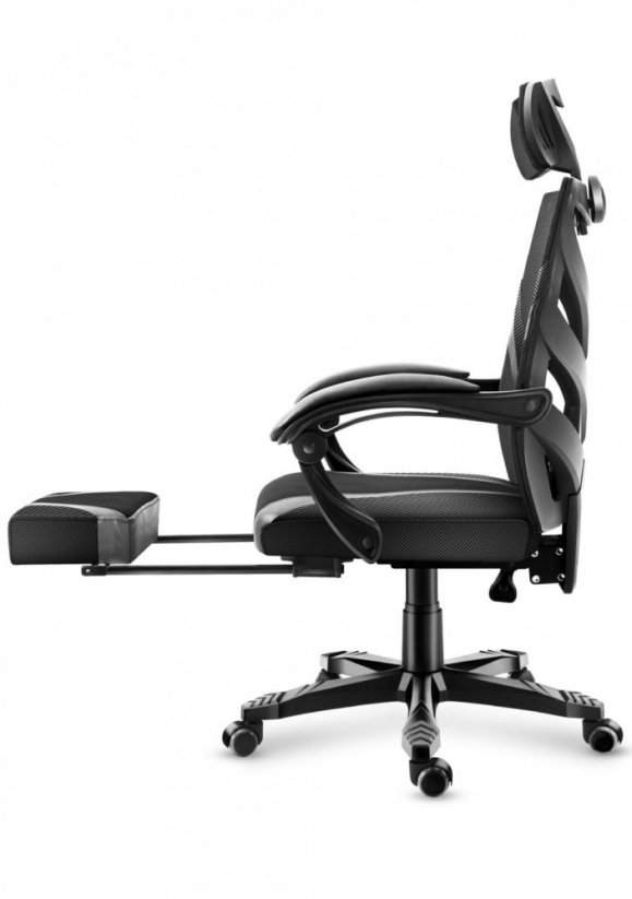 Jedinstvena crna gaming stolica s osloncem za noge COMBAT 5.0