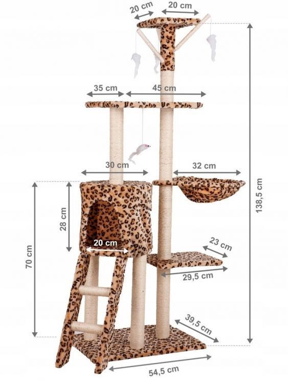 Škrábadlo a odpočívadlo s boudou pro kočky 138cm