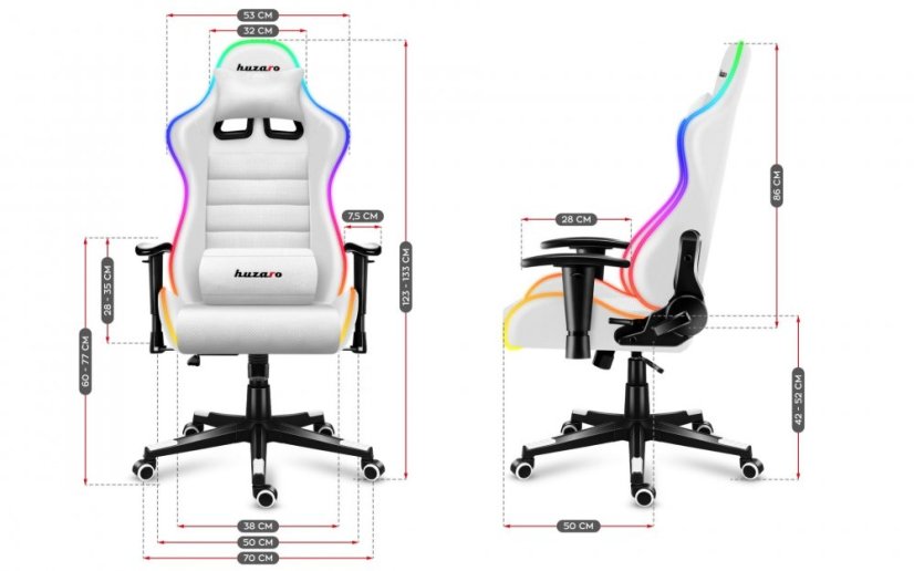 Profesionální LED herní křeslo FORCE 6.0 bílé