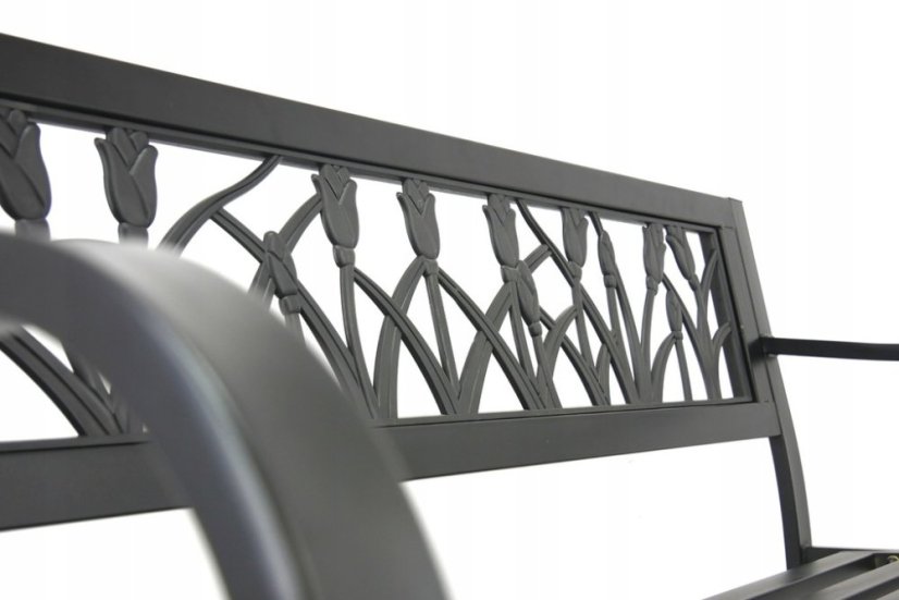 Elegáns kerti pad 125 x 53 x 77 cm - fekete