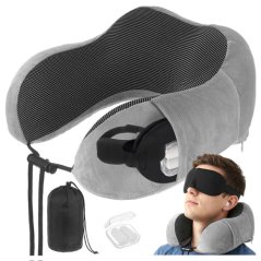 Ergonomikus memóriahabos utazási nyakpárna + tartozékok
