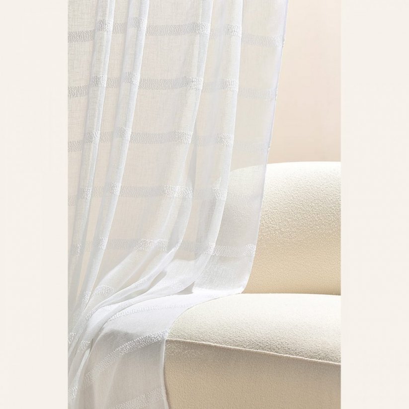 Visokokakovostna bela zavesa Maura z obesnimi obroči 140 x 260 cm