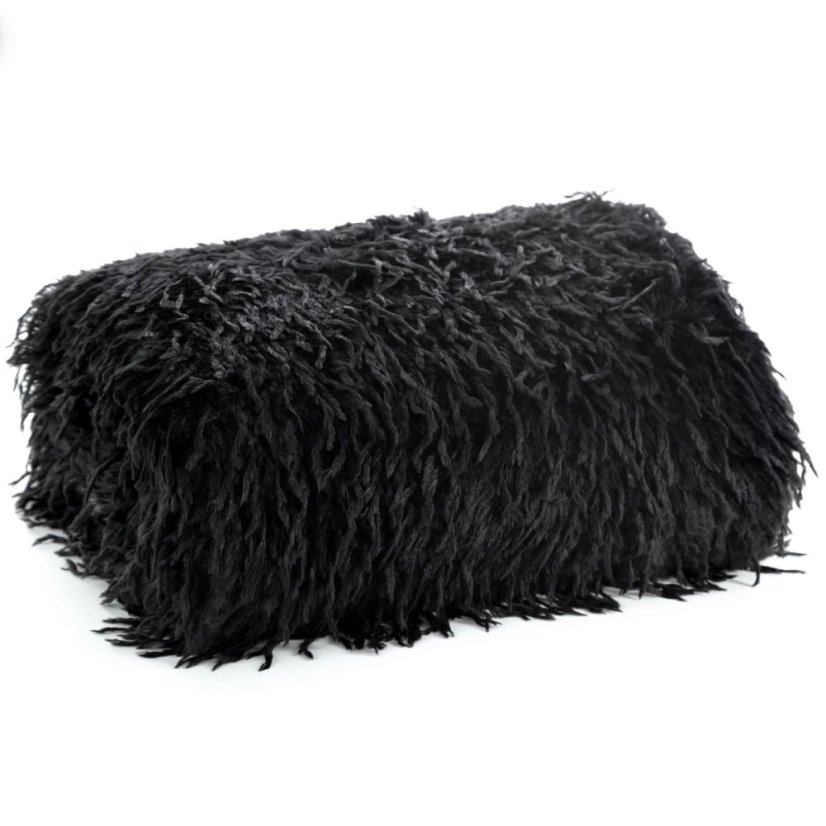 Pătură pufoasă cu căptușeală din fleece - negru
