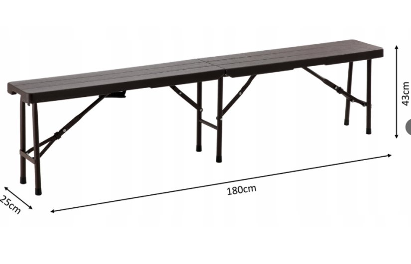 Skladacia cateringová lavica 180 cm - hnedá
