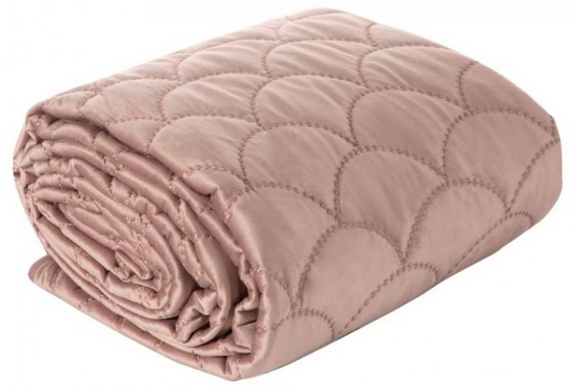 Štýlový prehoz na posteľ v ružovej farbe s prešívaním