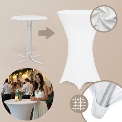 Elastische Tischdecke für Stehtisch - weiß