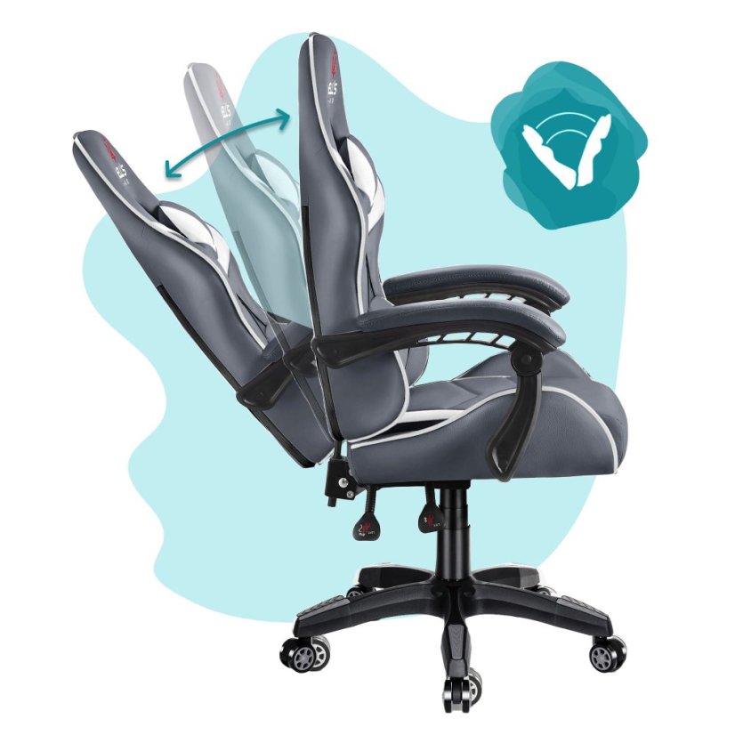 Detské herné kreslo HC - 1007 sivej farby s bielym detailom