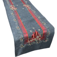 Graues Weihnachtstuch mit Stickerei